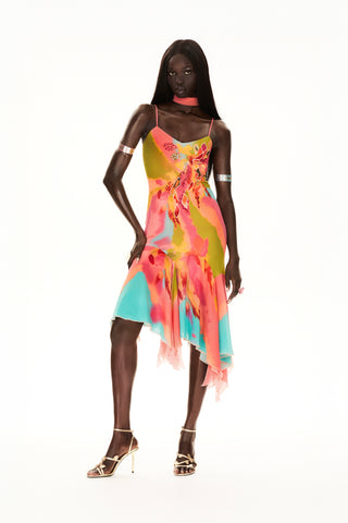 The Tulipa cocktail gown - Limited edition hand painted