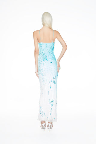 'The Marina' - 100% Silk Hand Beaded Evening Gown