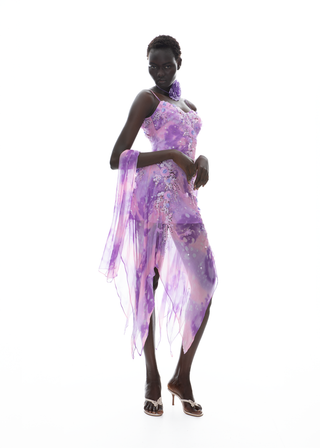 The Candy Crush - 100% Silk Hand Embellished Cocktail Gown