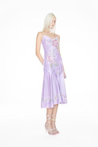 'The Satin Moonelle' Hand-Beaded Evening Gown