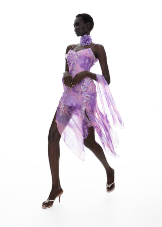 The Candy Crush - 100% Silk Hand Embellished Cocktail Gown