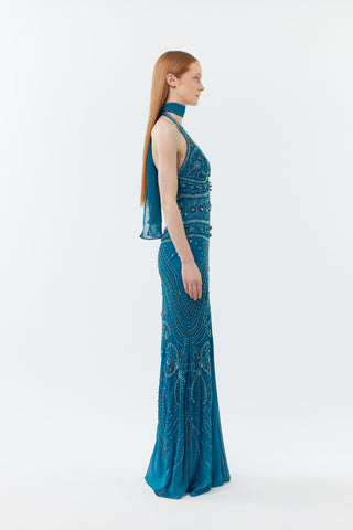 The Starry Night Gown - 100% hand beaded floor length dress
