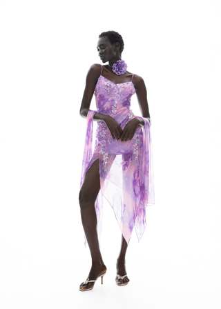 The Candy Crush - 100% Silk Hand Embellished Cocktail Gown