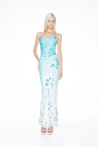 'The Marina' - 100% Silk Hand Beaded Evening Gown