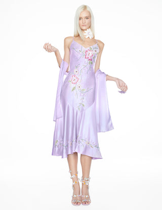 'The Satin Moonelle' Hand-Beaded Evening Gown