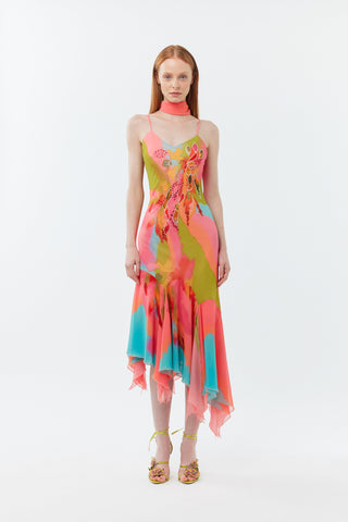 The Tulipa cocktail gown - Limited edition hand painted