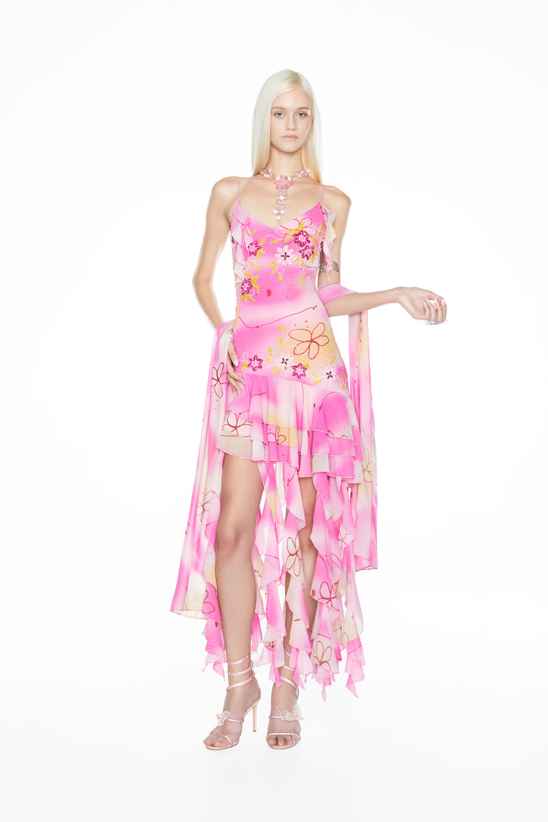 ‘The Lila Skies’ Hand Beaded Mini Dress
