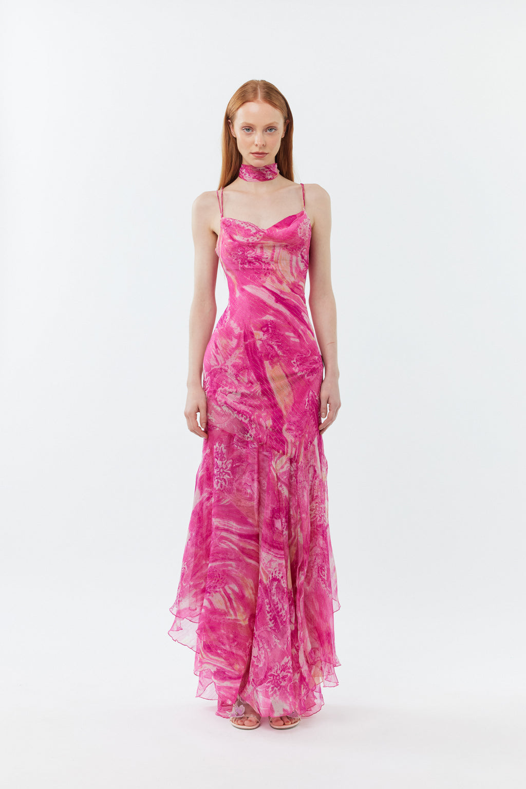 The Blooming Rose - 100% Silk Floor Length Evening Gown