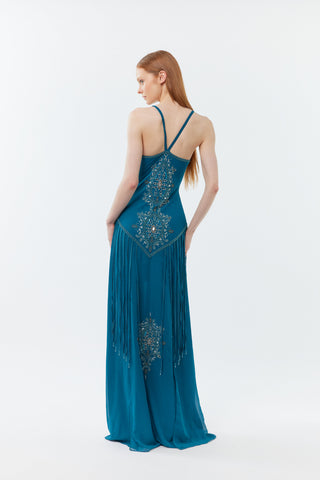 (Pre-order)The Gatsby - Hand beaded floor length gown with shawl