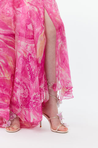 The Blooming Rose - 100% Silk Floor Length Evening Gown