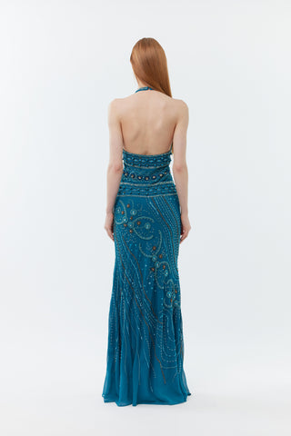 The Starry Night Gown - 100% hand beaded floor length dress