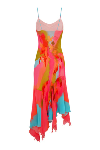 Colorful dress with a abstract pattern on a white background