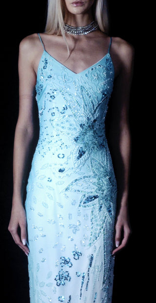 'The Marina' - 100% Silk Hand Beaded Evening Gown